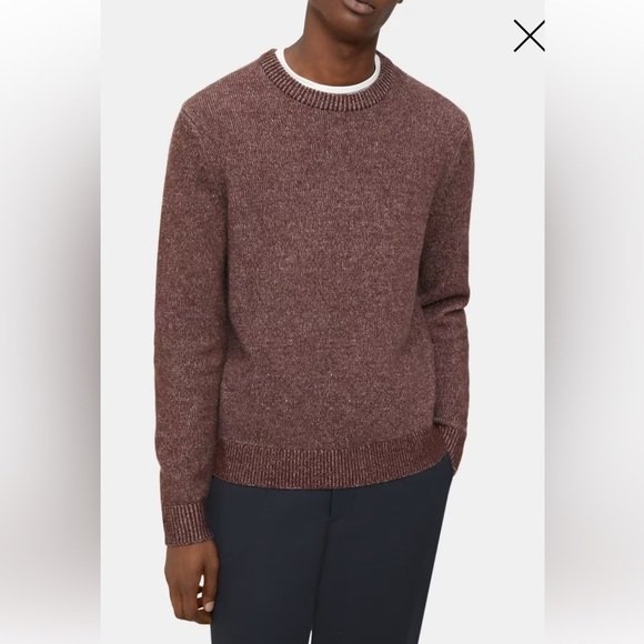 Men's Theory Chocolate/Mauve Hilles Crew Pullover Cashmere Sweater - Size S NEW